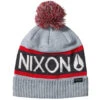 Nixon Teamster R Beanie - Heather Gray/Red -Famous Skate Shop 191973231598 1