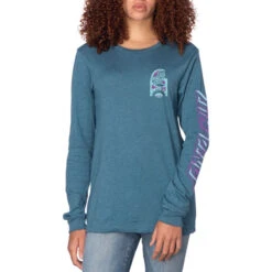 Santa Cruz Womens Seeing Moon Dot Long Sleeve T-Shirt - Heather Deep Teal