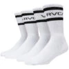 RVCA Striped Crew 2 Pack Of Socks - White -Famous Skate Shop 194687390872 1