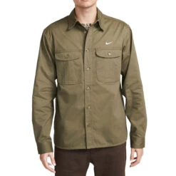 Nike SB Skate Button Up Shirt - Medium Olive