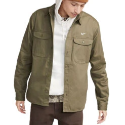 Nike SB Skate Button Up Shirt - Medium Olive -Famous Skate Shop 196151710209 4