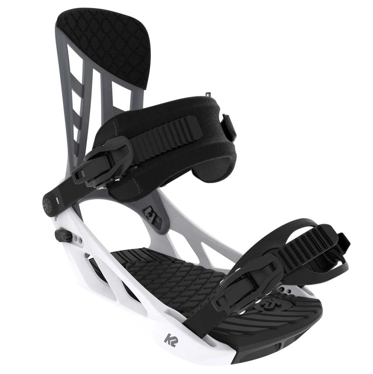 K2 Indy 2024 Snowboard Bindings - Grey/White 4 K2 Indy 2024 Snowboard Bindings - Grey/White - Image 2