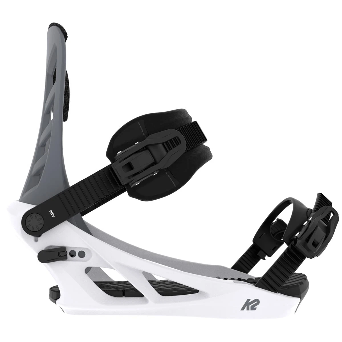 K2 Indy 2024 Snowboard Bindings - Grey/White 5 K2 Indy 2024 Snowboard Bindings - Grey/White - Image 3