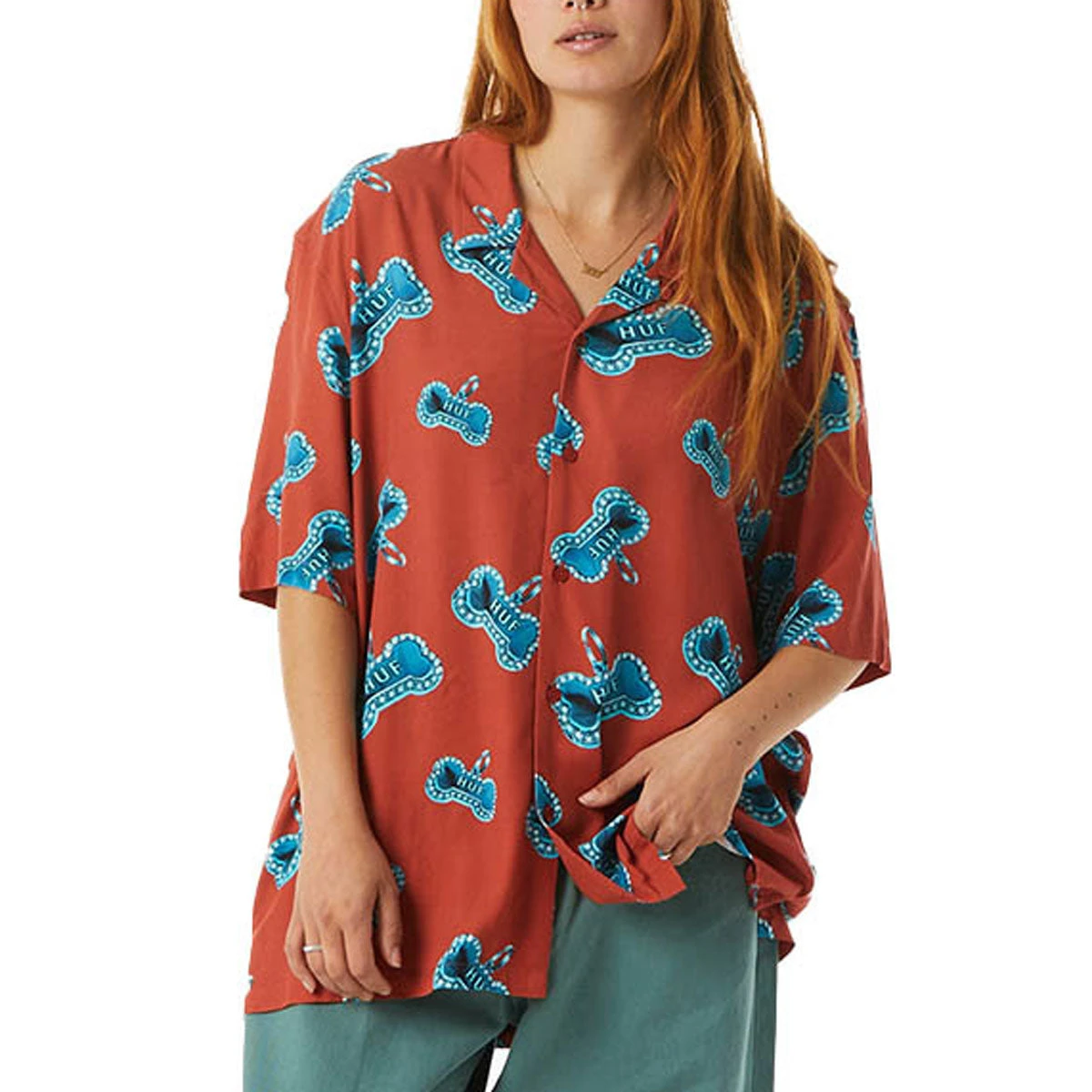 HUF Bones Resort Shirt - Rose 6 HUF Bones Resort Shirt - Rose - Image 4