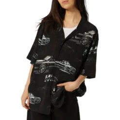 HUF Drop Top Resort Shirt - Black -Famous Skate Shop 196377070392 5