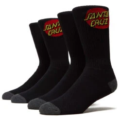 Santa Cruz Cruz Crew 2 Pair Of Socks - Black - 9-11