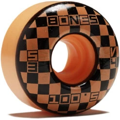 Bones 100s Block Party V4 Wide Skateboard Wheels - Orange - 53mm