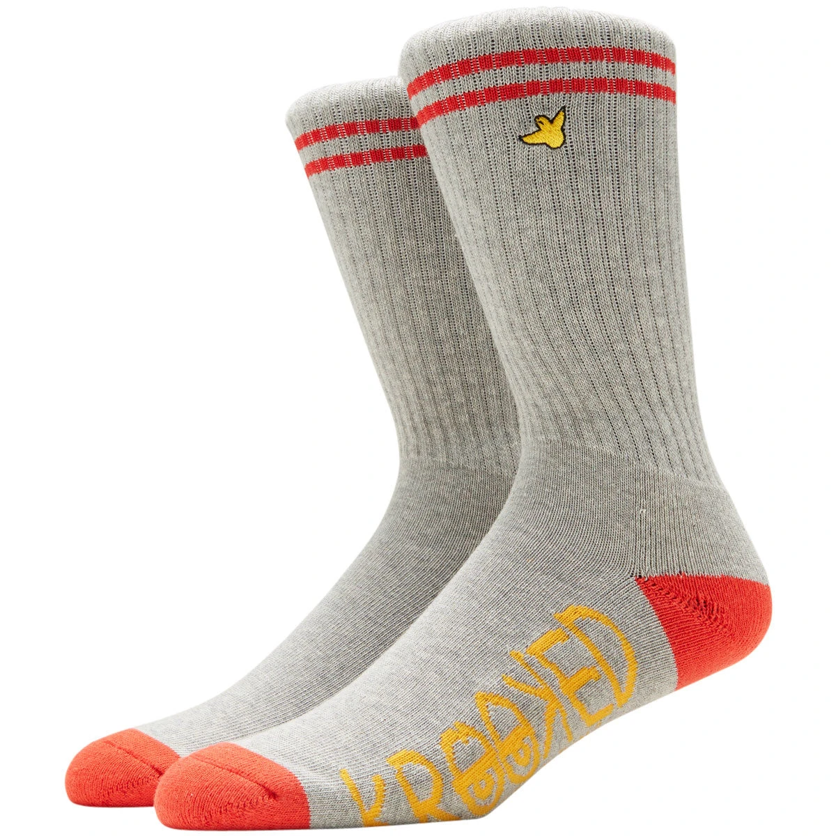 Krooked Og Bird Emb Socks - Gray/Red/Gold 3 Krooked Og Bird Emb Socks - Gray/Red/Gold