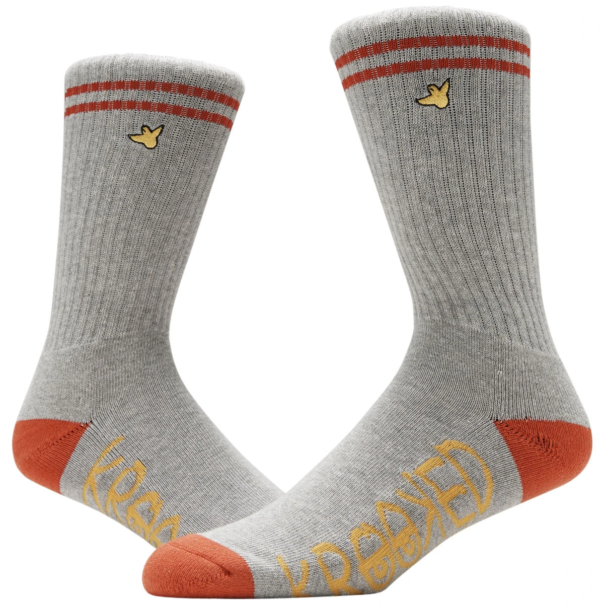 Krooked Og Bird Emb Socks - Gray/Red/Gold 4 Krooked Og Bird Emb Socks - Gray/Red/Gold - Image 2