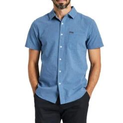 Brixton Charter Featherweight Shirt - Heather Pacific Blue