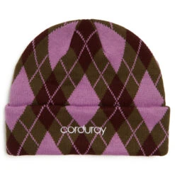 Corduroy Argyle Beanie - Army