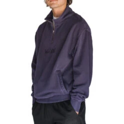 Welcome Scrawl 1/4 Zip Mock Neck Sweatshirt - Eggplant