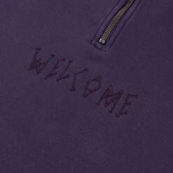 Welcome Scrawl 1/4 Zip Mock Neck Sweatshirt - Eggplant -Famous Skate Shop BQ5DEAE 3